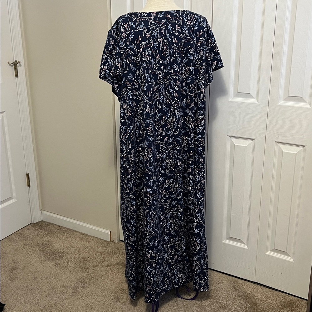 NWT Croft & Barrow Navy Blue Floral Print Long Nightgown Size 3X - Picture 6 of 14